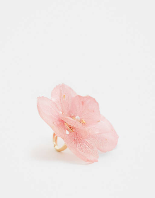 Kaiia resin orchid flower ring in light pink