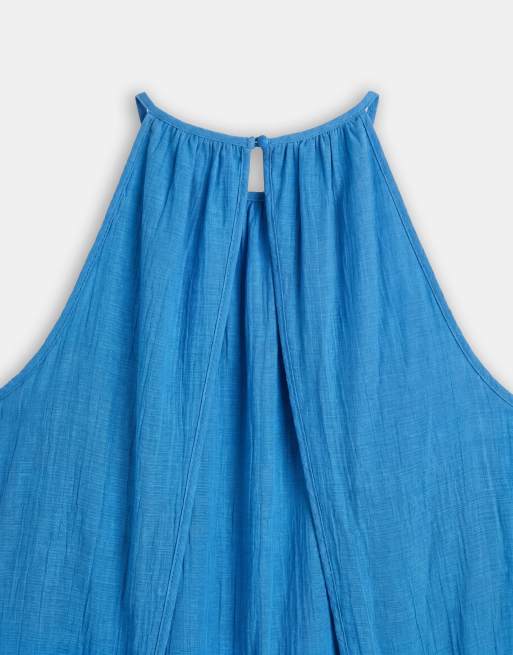 Kaiia - Robe longue dos nu en coton mélangé avec découpe - Aqua, 7 de 7