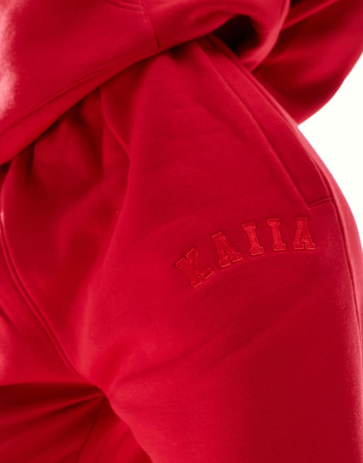 Kaiia – Röda mjukisbyxor i bomullsmix med vida ben, del av set  , 5 av 5