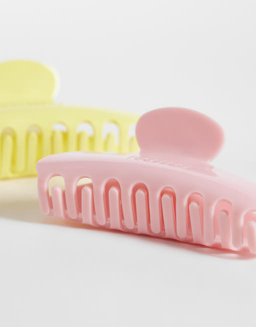 Kaiia – Rosa och gula hårklämmor, 2-pack, 2 av 3