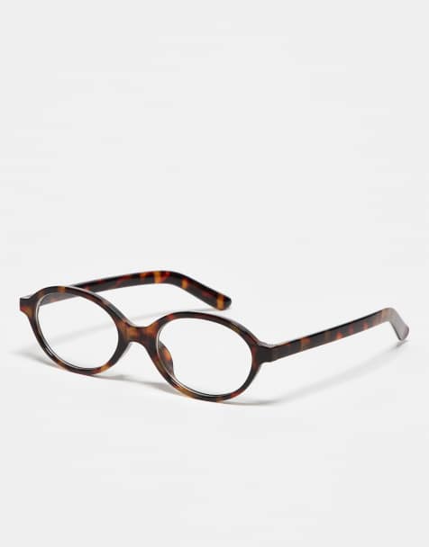 Kaiia round slim oval clear lens glasses in tort - view 1