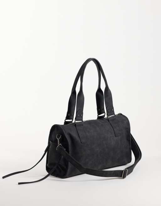 Kaiia sac porté épaule exclusif noir à boucle, œillets et pampilles effet mat, 4 de 4