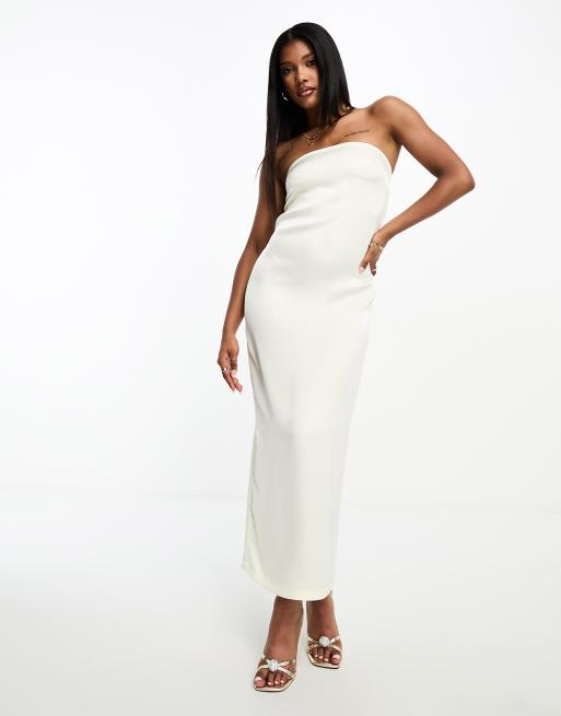 White bandeau store maxi dress