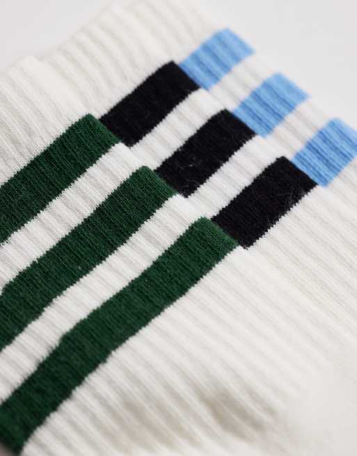 Kaiia - Set met 3 paar sokken met contrasterend logo en strepen in multi, 2 van 3