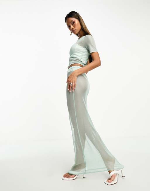 White Minah Mesh Maxi Skirt