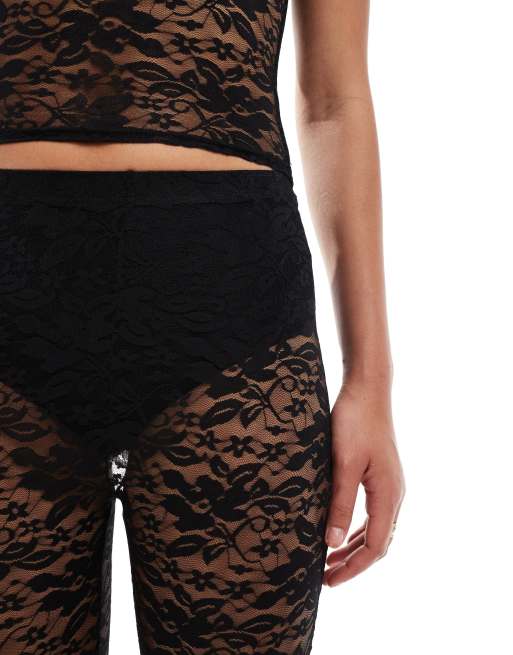 Kaiia sheer lace flare pants in black - part of a set | ASOS