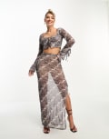 [Kaiia] Kaiia sheer maxi skirt in snake print (part of a set)-Multi 6 Snake print