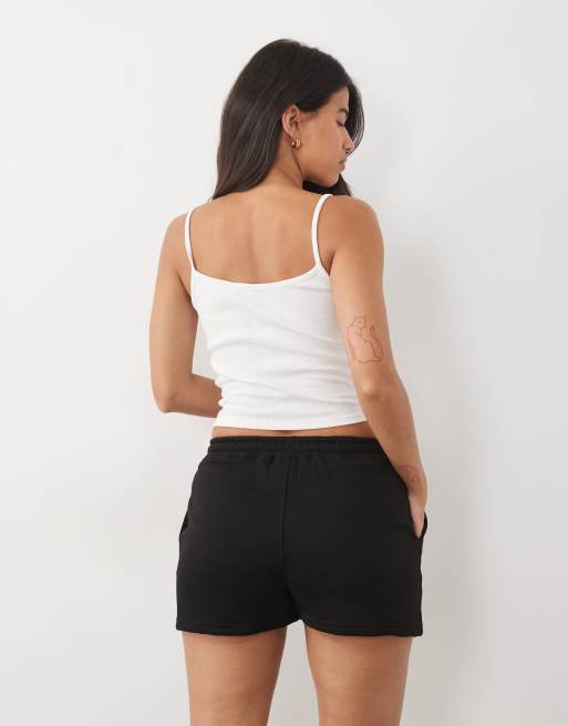 Kaiia - Short d'ensemble molletonné riche en coton avec logo brodé - Noir  , 2 de 5