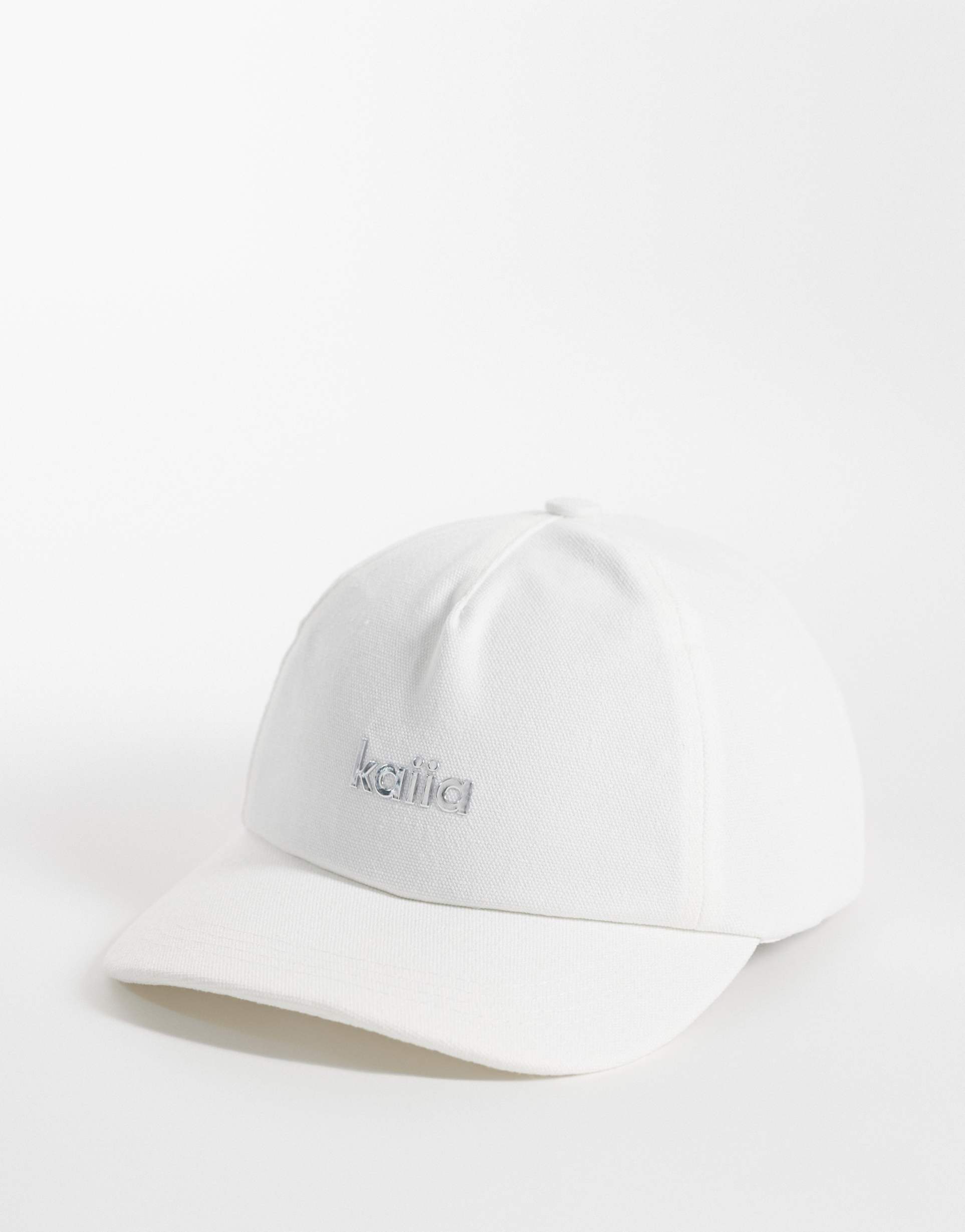 kaiia silver hardware logo cap in white