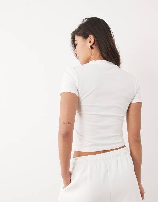 Kaiia silver hardware logo fitted baby tee co-ord in white, 4 of 4