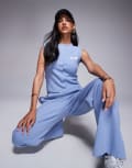 [Kaiia] Kaiia sleeveless cropped button through singlet top in blue (part of a set)-Grey 8 CHARCOAL