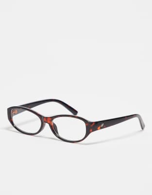 Kaiia Kaiia slim round clear lens glasses in tort-Red