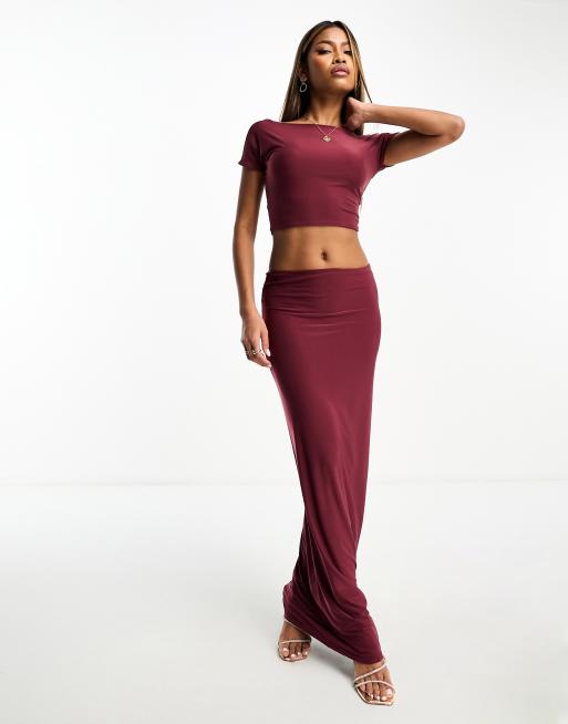 Burgundy long deals skirt