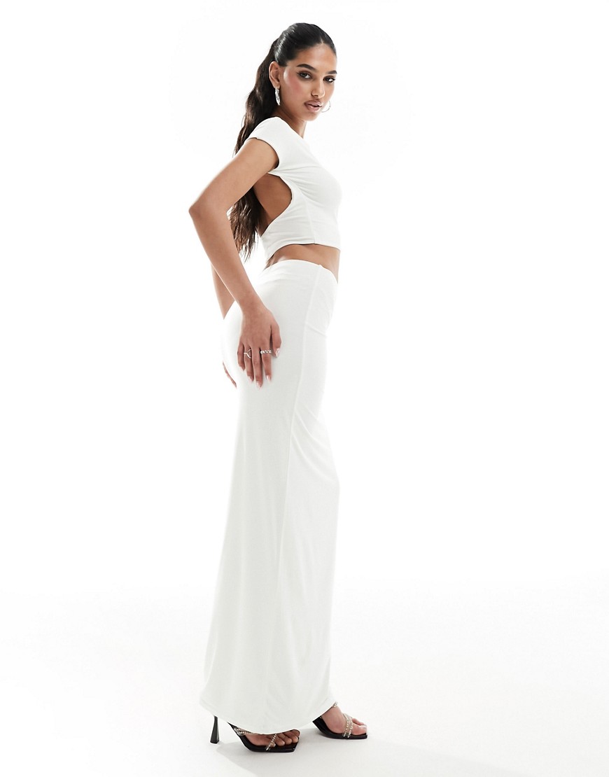 slinky column maxi skirt in white - part of a set