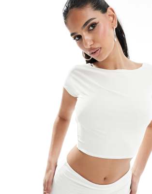 Kaiia Slinky Low Back Top In White - Part Of A Set