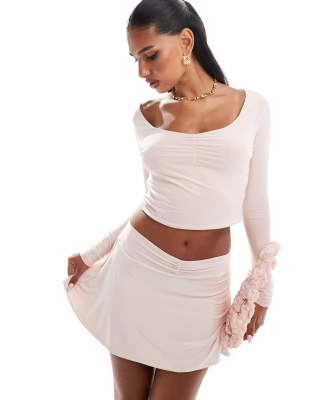 soft touch skater skirt in light pink - part of a set