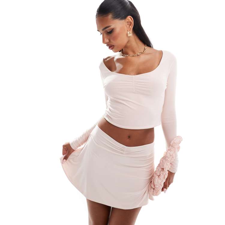 Kaiia soft touch skater skirt in light pink - part of a set