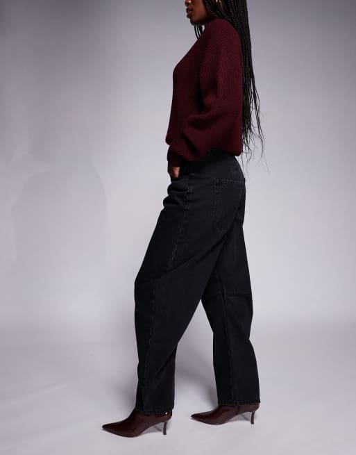 Kaiia - Sorte forvaskede jeans i bomuldsrig denim med barrel-ben - Kun hos ASOS  , 3 af 5