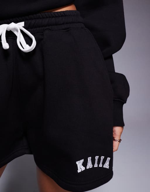 Kaiia - Sorte sweatshorts med broderet logo i bomuldsrigt stof - Del af sæt  , 5 af 5