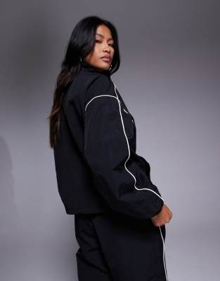 Kaiia Sport Contrast Trim Zip Up Windbreaker Jacket In Blue