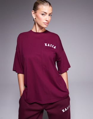 Kaiia Sport Embroidered Contrast Logo Oversized T-shirt
