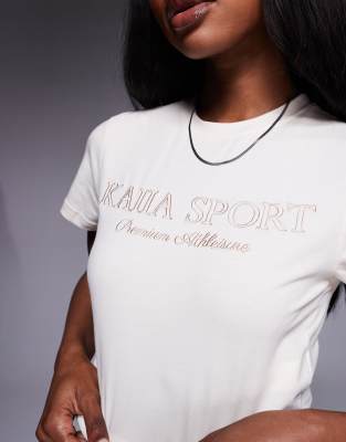 KAIIA COTTON RICH SPORT EMBROIDERED LOGO BABY TEE CO-ORD