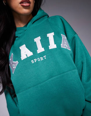Kaiia Sport Embroidered Logo Hoodie In Green