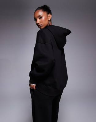 Kaiia Sport Embroidered Logo Oversized Hoodie In Black And White In Black