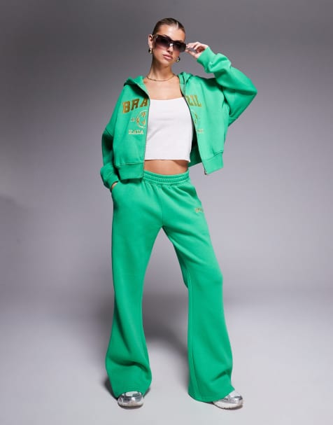 Kaiia sport fitted Brazil baby tee, hoodie and joggers co-ord in green and yellow - view 1