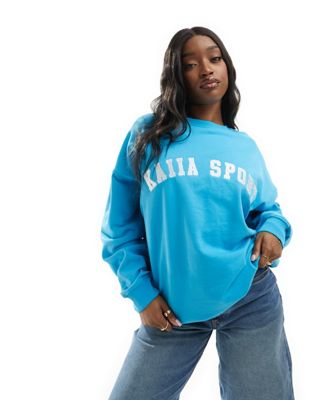Kaiia Sport Logo Sweatshirt In Bright Blue