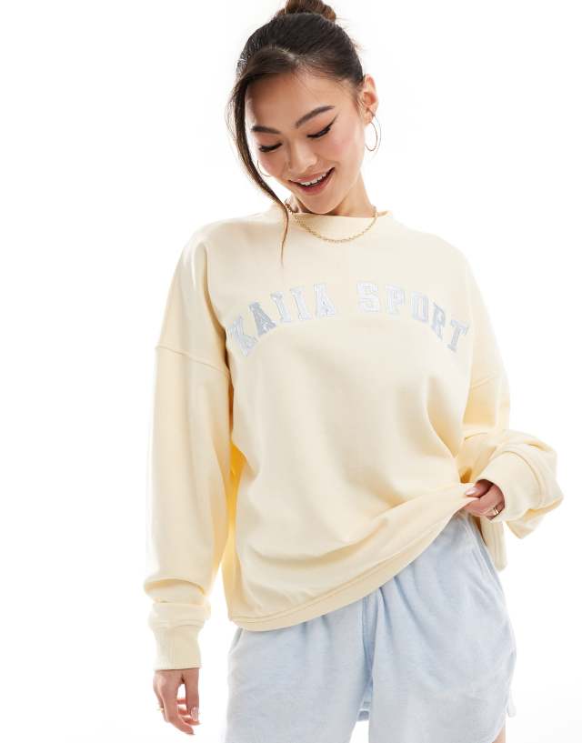 Kaiia - sport logo sweatshirt in lemon