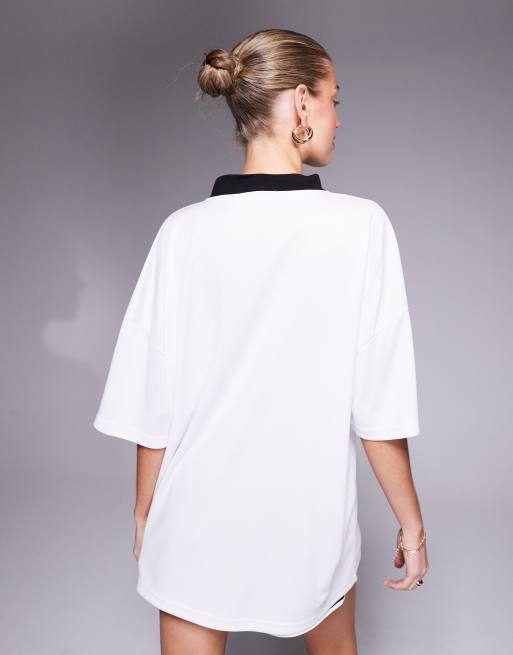 Kaiia - Sport - Maglia stile calcio bianca e nera oversize con logo e stella, 2 di 4