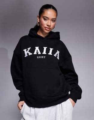 Kaiia - Sport - Oversize-Kapuzenpullover in Schwarz