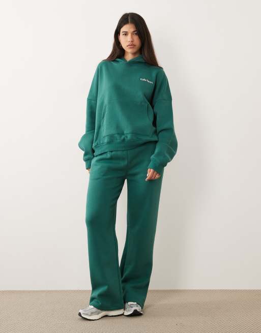 Kaiia Sport - Sweat à capuche oversize d'ensemble à imprimé icônes de tennis - Vert foncé et rose, 2 de 4