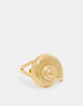 [Kaiia] Kaiia stainless steel adjustable textured shell ring in gold One Size GOLD