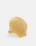 [Kaiia] Kaiia stainless steel large shell adjustable ring in gold One Size GOLD