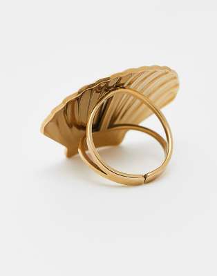Kaiia Stainless Steel Large Shell Adjustable Ring
