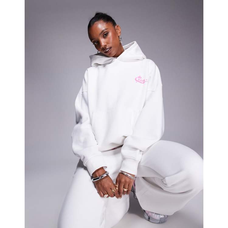 Kaiia star logo back graphic hoodie in white and pink - part
