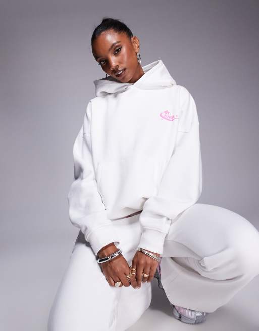 Kaiia star logo back graphic hoodie in white and pink (Part of a set)  
