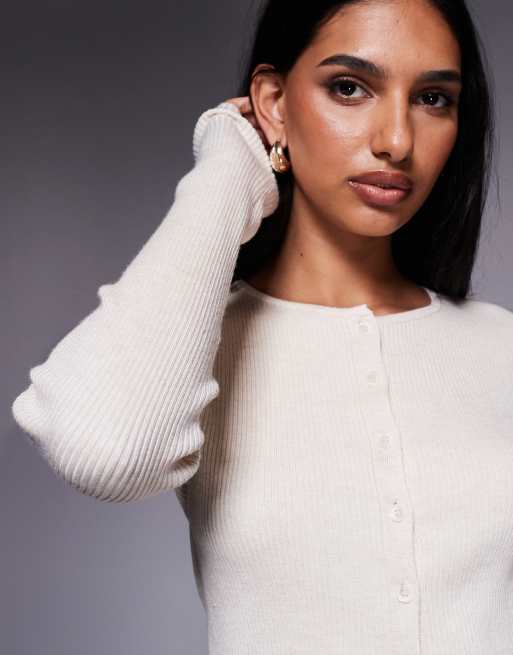 Kaiia – Strickjacke in Creme in eingelaufener Optik , 4 von 4