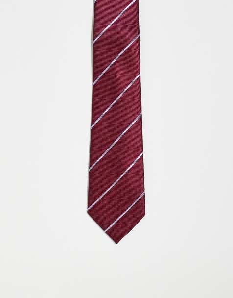 Kaiia striped tie in burgundy and lilac - view 1