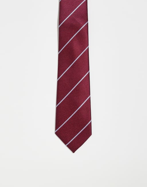 Kaiia striped tie in burgundy and lilac