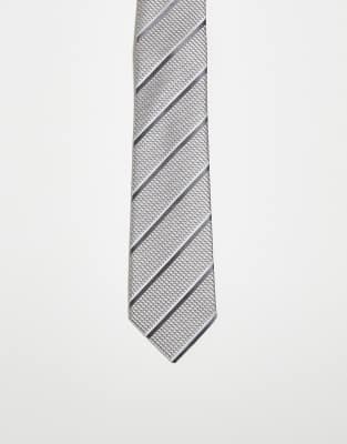 striped tie in gray and black-Multi