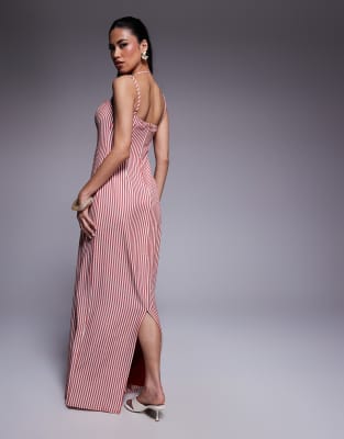 Shop Kaiia Exclusive Structured Keyhole Cutout Detail Halterneck Maxi Dress In Multi
