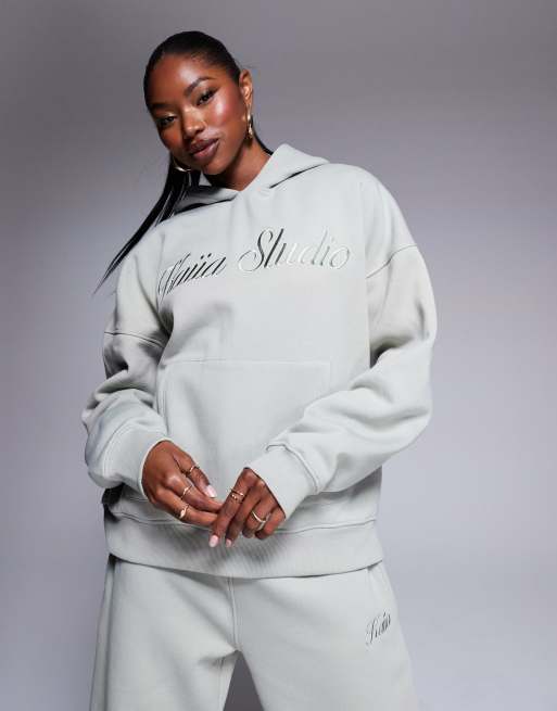 Kaiia – Studio – Bluza oversize z kapturem i logo w kolorze matcha, część zestawu