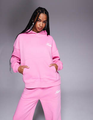 Kaiia Studio Cherry Back Print Oversized Hoodie In Pink