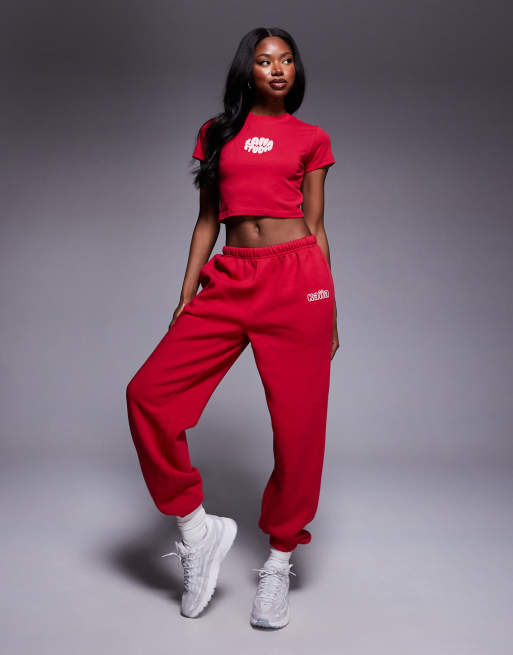 Kaiia Studio cuffed trackies in red (part of a set)