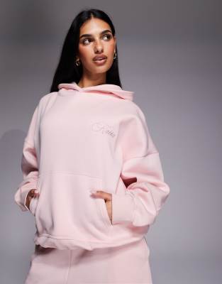 Kaiia Studio Embossed Back Logo Oversized Hoodie In Pink