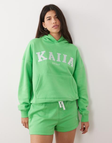 Kaiia Studio embossed logo mini shorts in green - part of a set - view 1