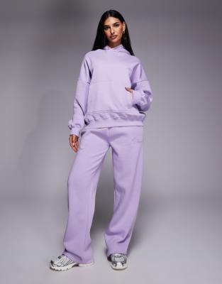 Kaiia Studio Embroidered Logo Wide Leg Pocket Detail Sweatpants In Purple